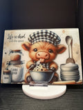 11"x7.87" Textured Glass Cutting Boards: Lick the Spoon