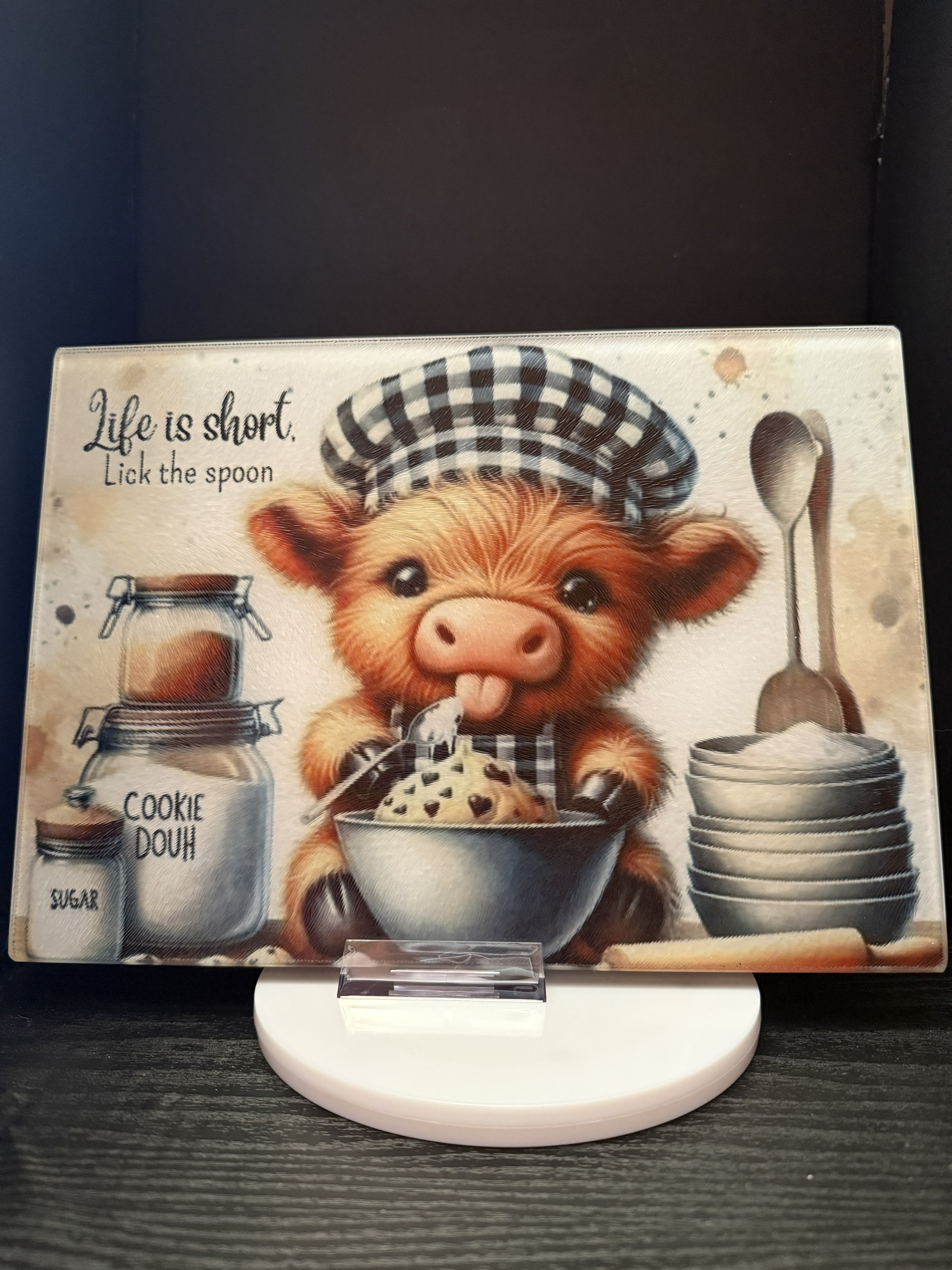 11"x7.87" Textured Glass Cutting Boards: Lick the Spoon