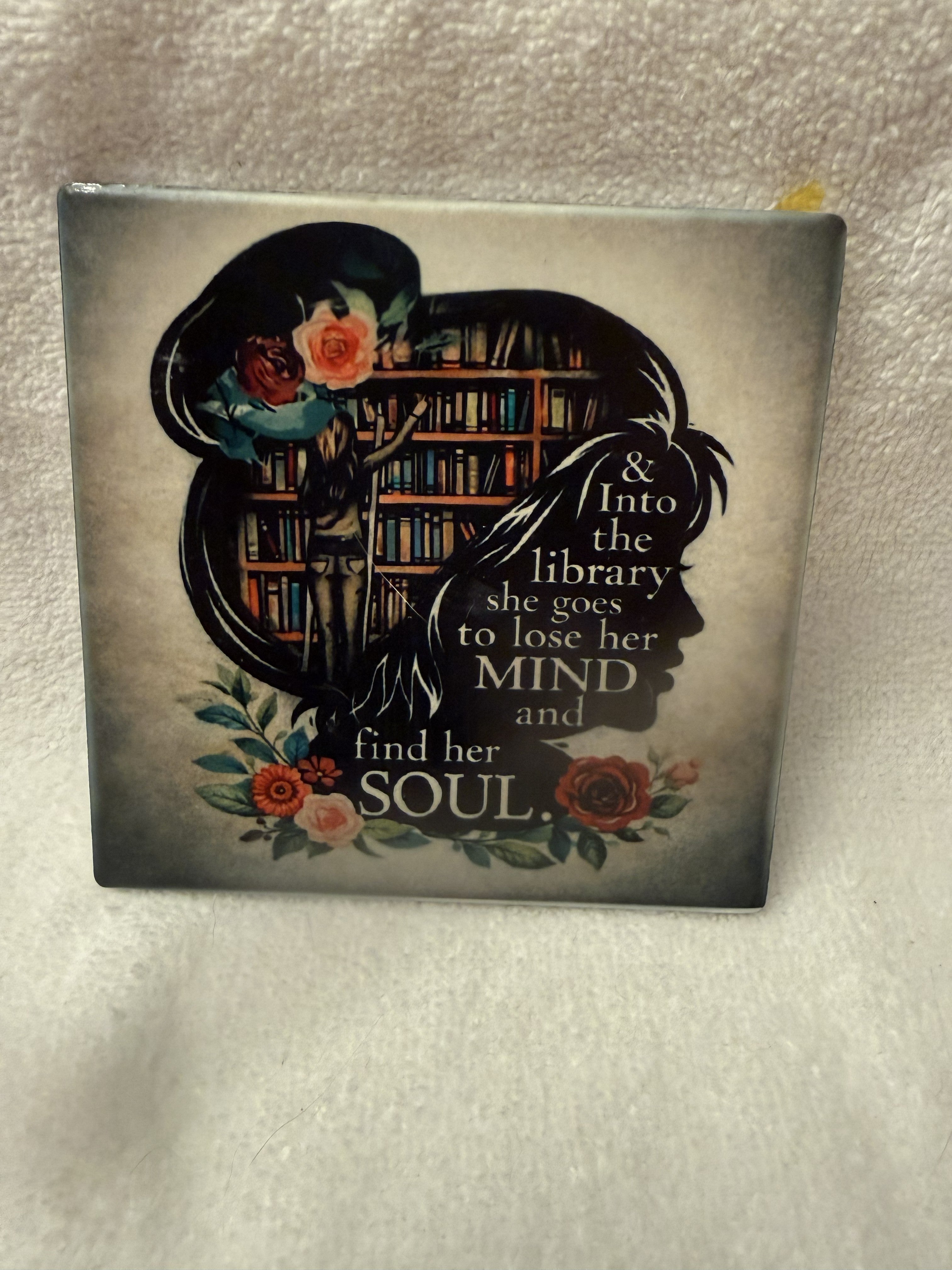 4X4 Matte Finish Ceramic Tile  Coaster:  The Reader