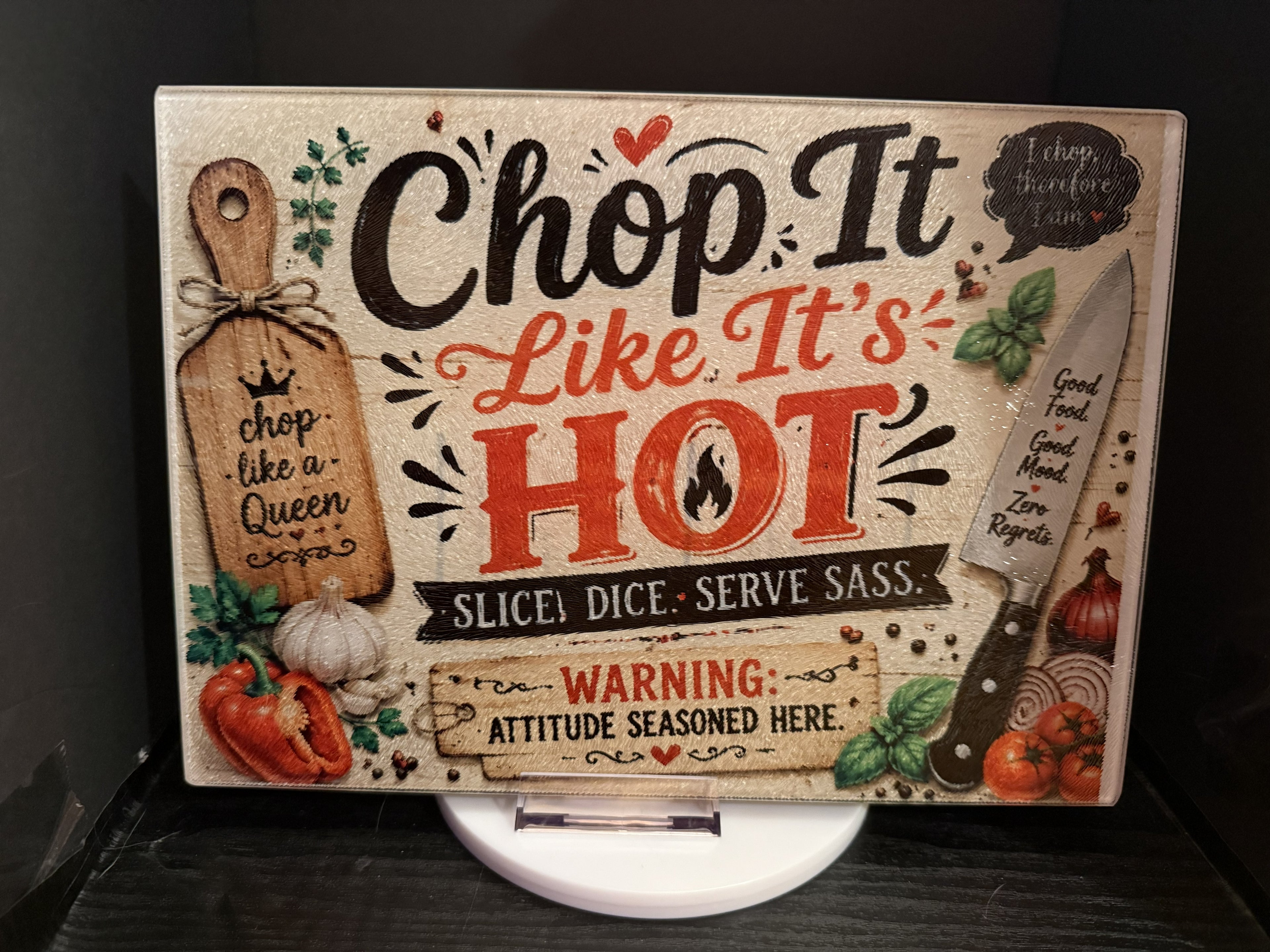 11"x7.87" Textured Glass Cutting Board: Chop It Like It's Hot