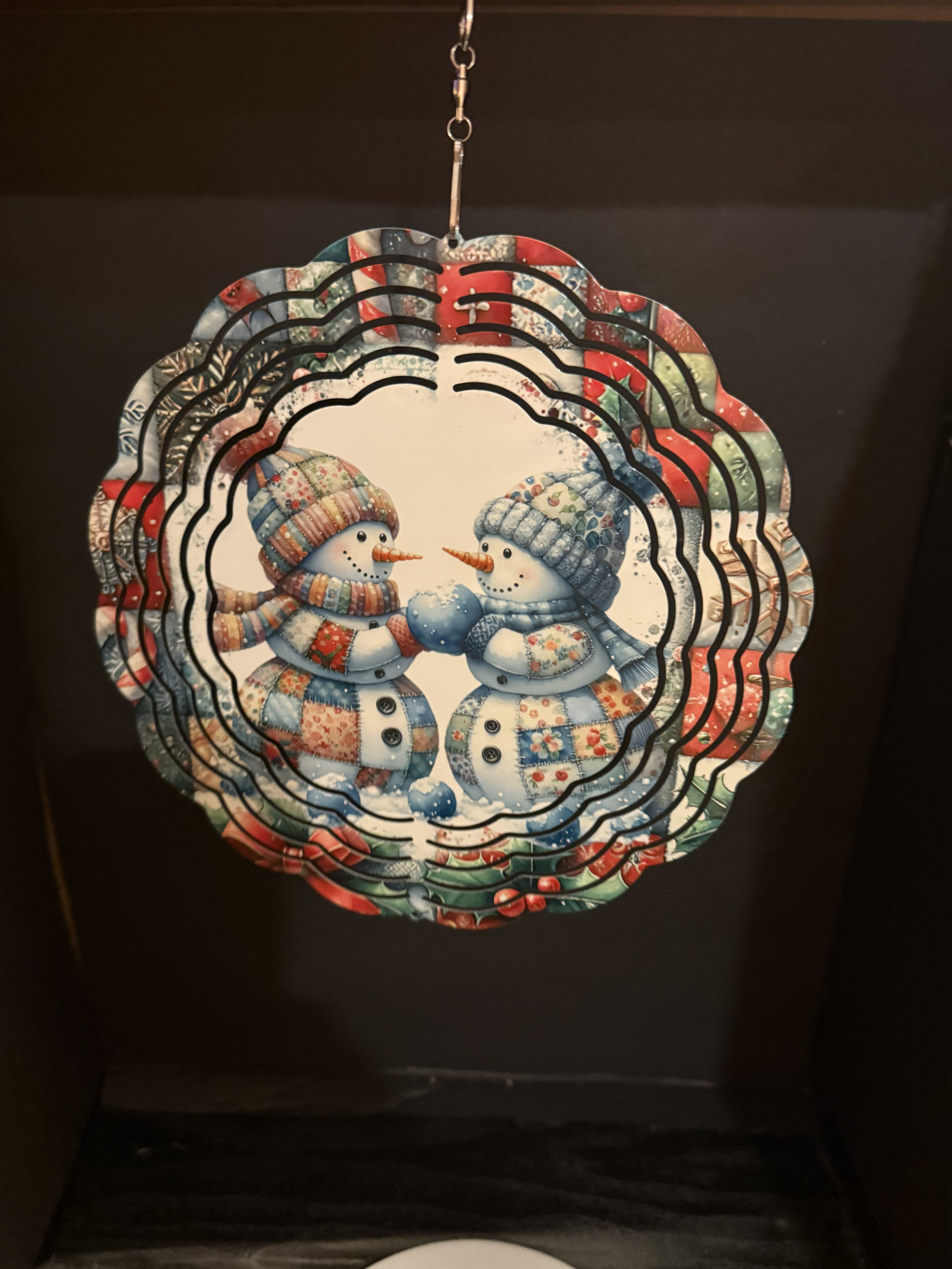 8" Patchwork Snowmen Wind Spinner