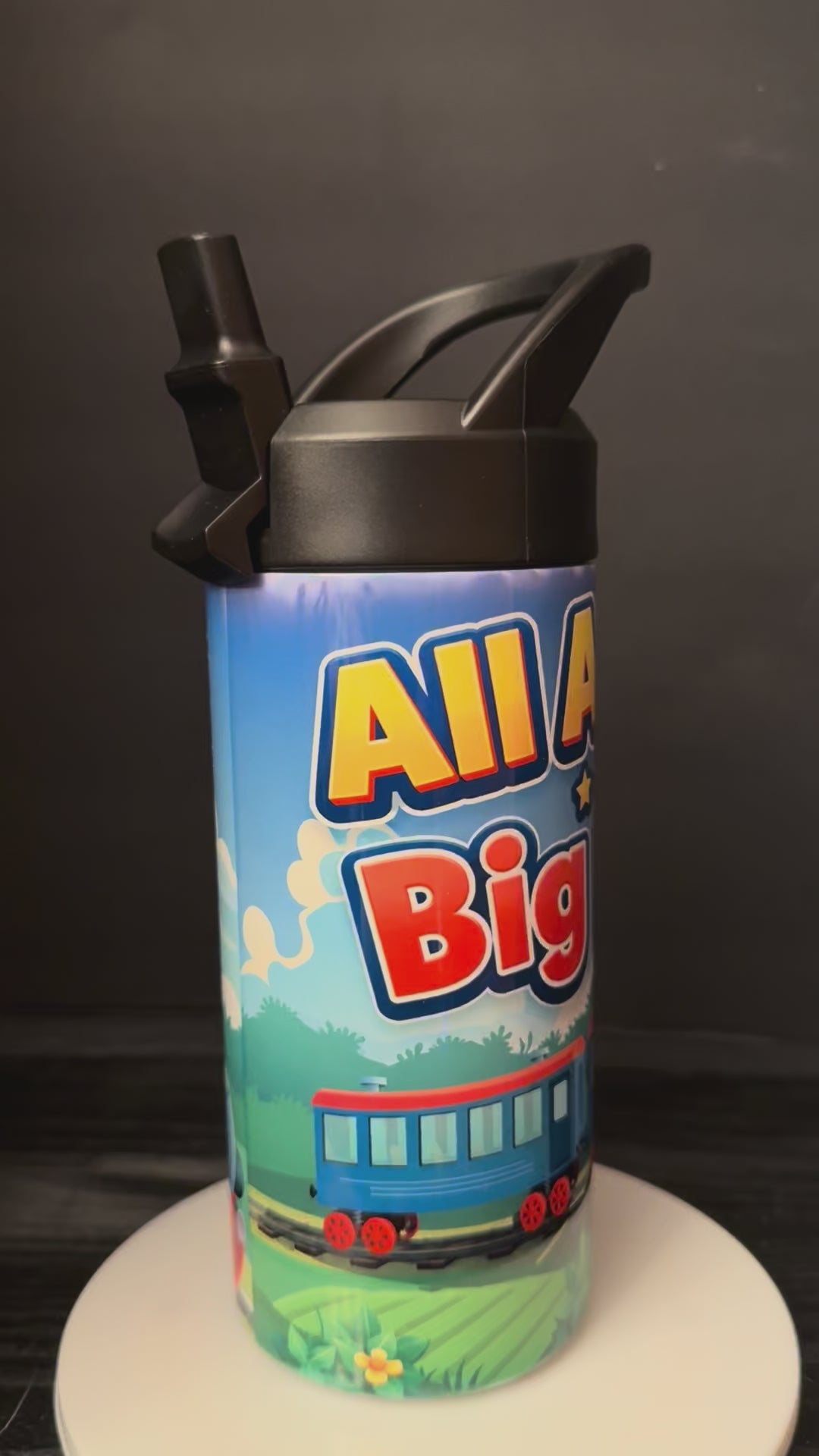 15 Oz Kids Leak Proof Stainless Steel Tumbler with Portable Handle – All Aboard for Big Adventures