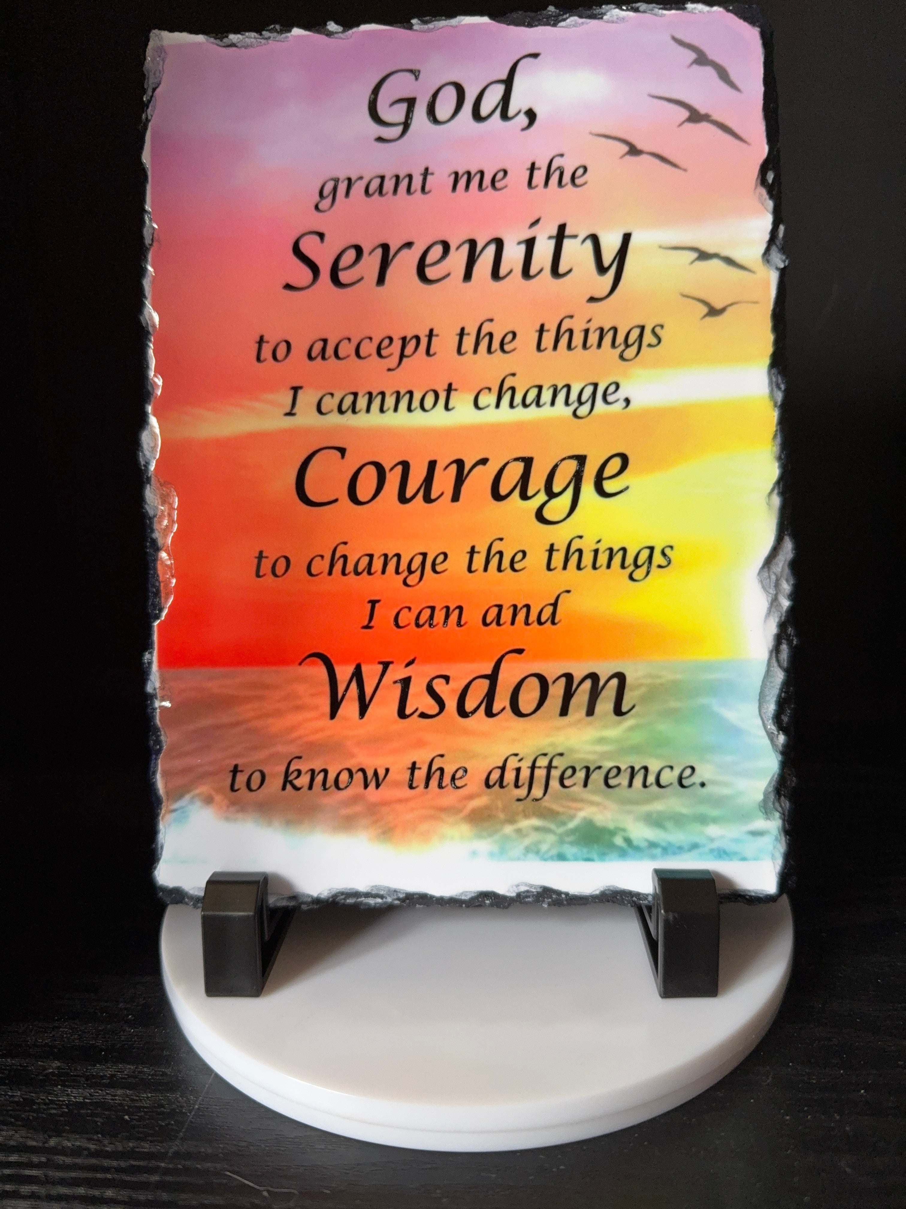 5.9 x 7.9 Inch Slate with Display Holder: Serenity Prayer